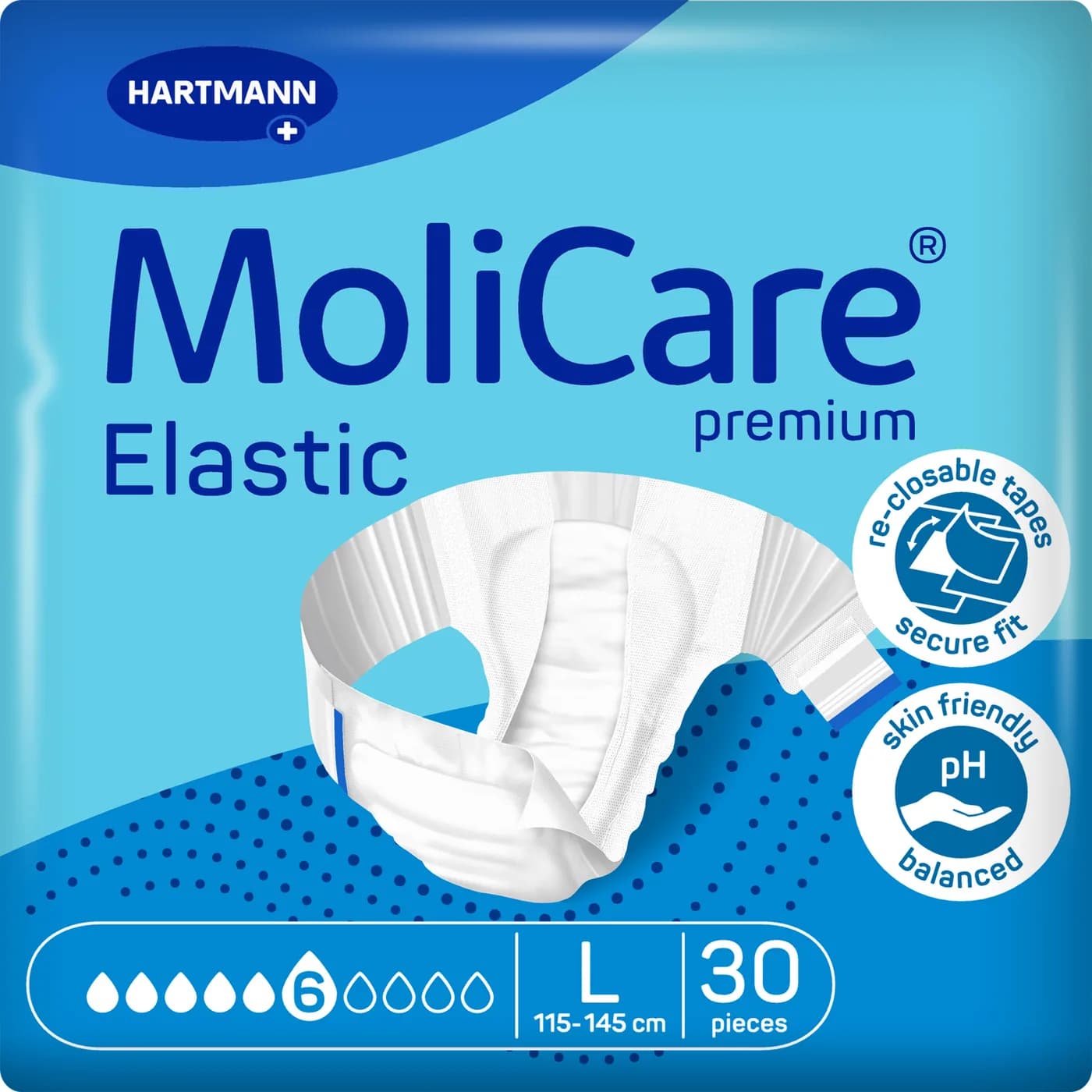 MoliCare Premium Elastic Πάνες ημέρας L 6 σταγόνων 30 τεμ.