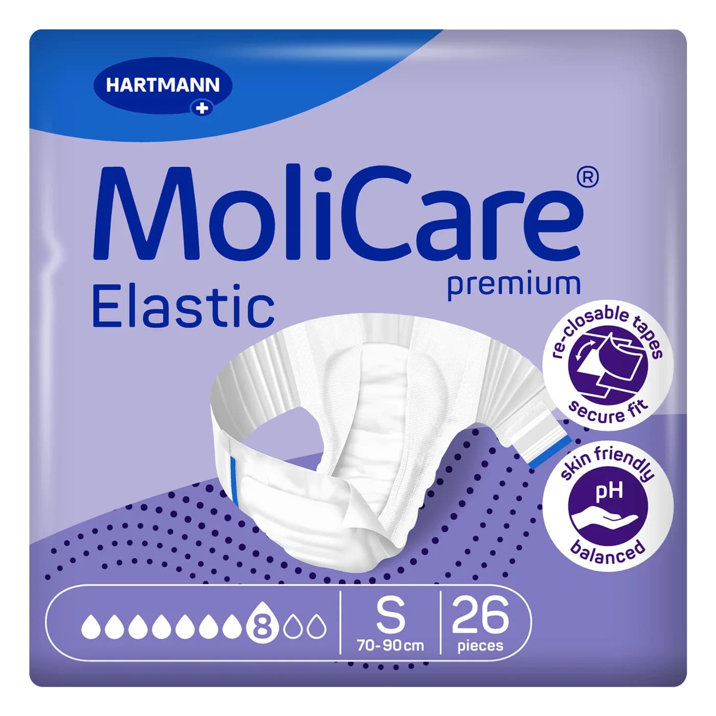 MoliCare Premium Elastic Πάνες νύχτας S 8 σταγόνων 26 τεμ.