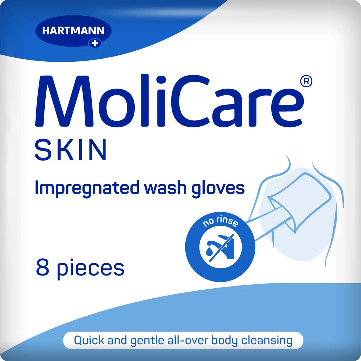 MoliCare Skin Προεμποτισμένα γάντια καθαρισμού σώματος χωρίς χρήση νερού 8 τεμ.