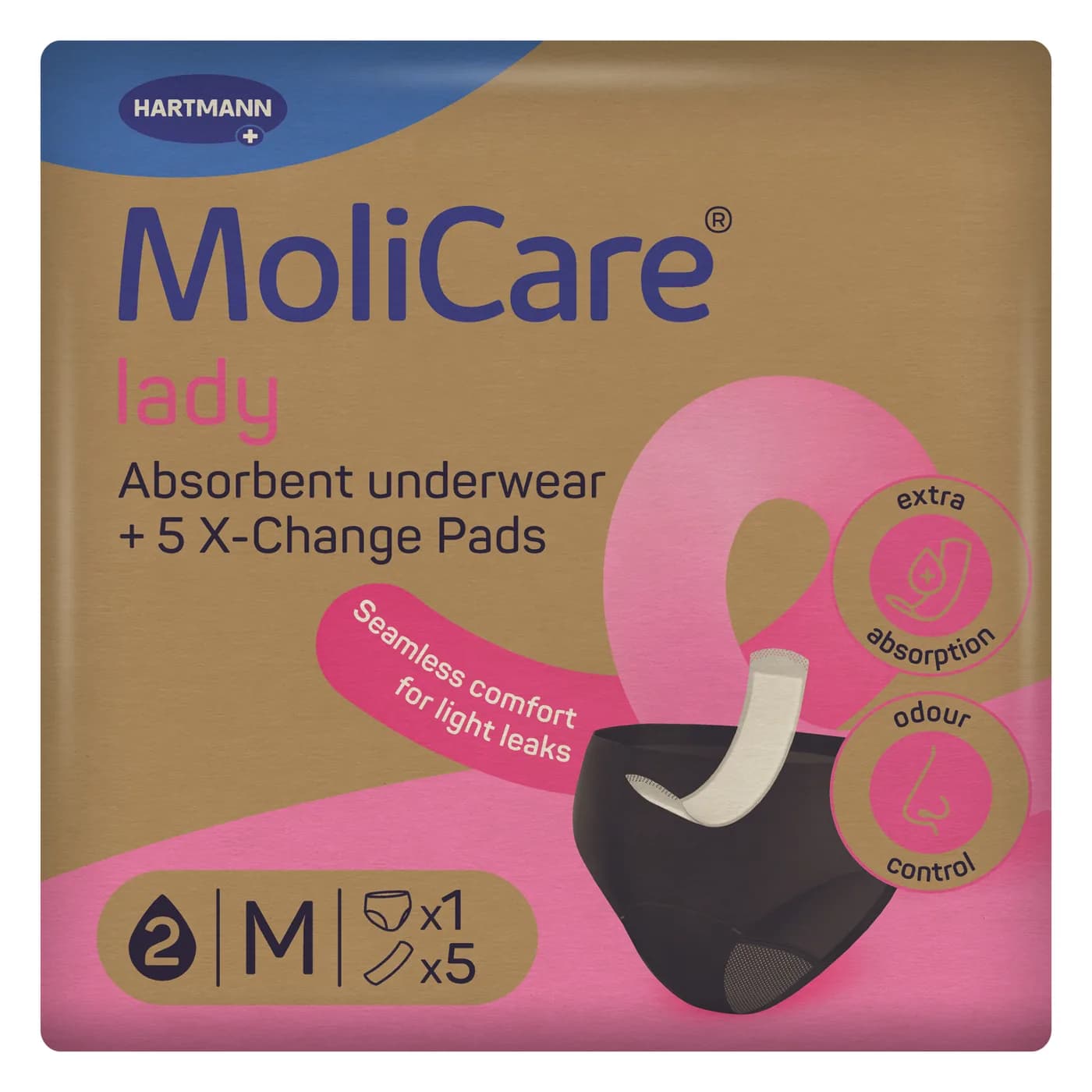 MoliCare Lady Επαναπλενόμενο Γυναικείο εσώρουχο με Ανταλλακτικές σερβιέτες M