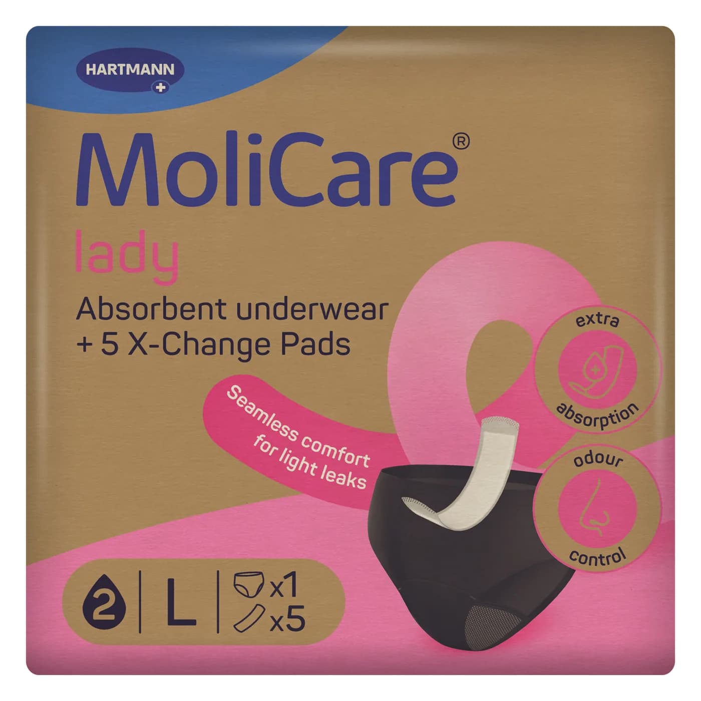 MoliCare Lady Επαναπλενόμενο Γυναικείο εσώρουχο με Ανταλλακτικές σερβιέτες L