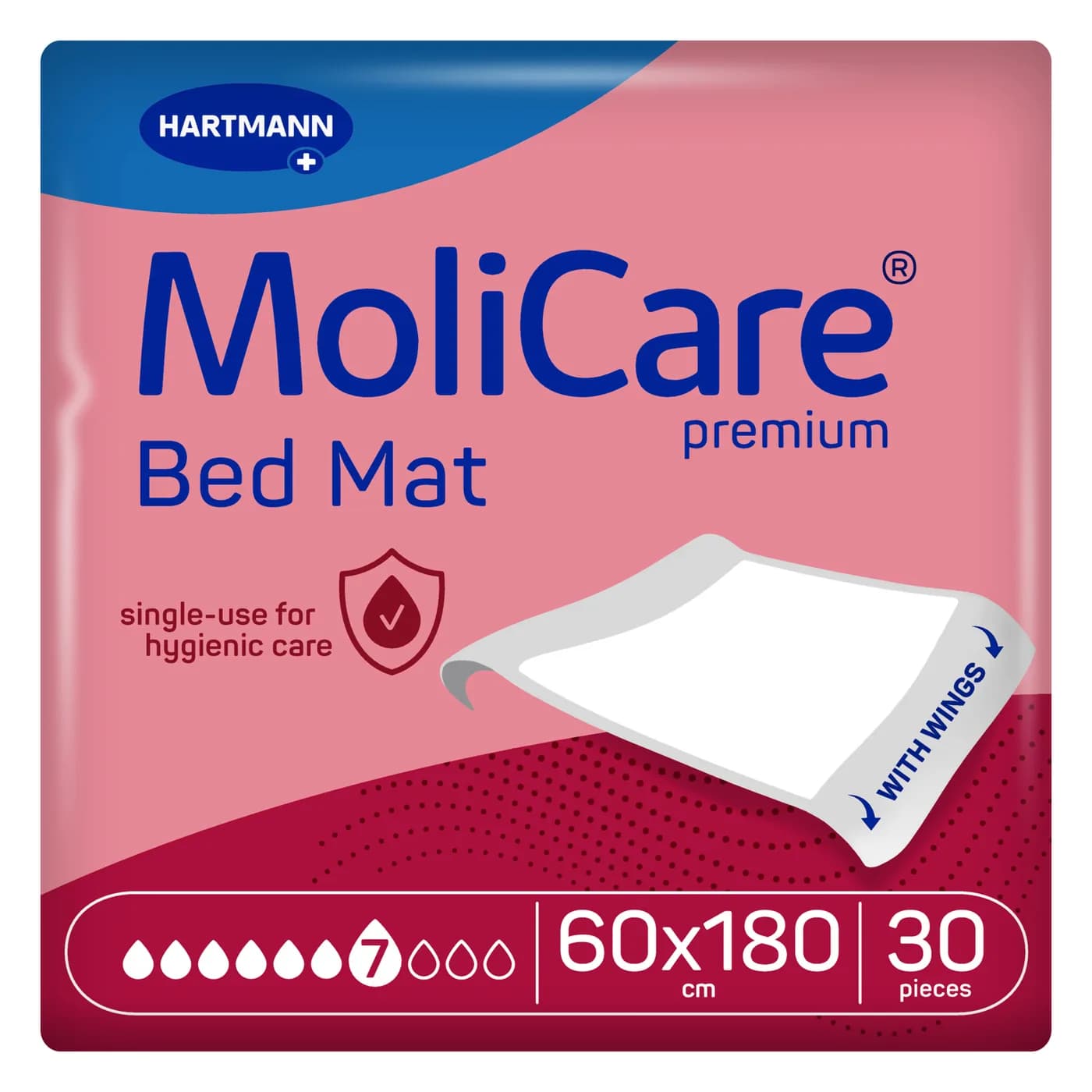 MoliCare Premium Bed Mat Υποσέντονο 7σταγόνων 60x90 με φτερά (60X180cm) 30 τεμ.